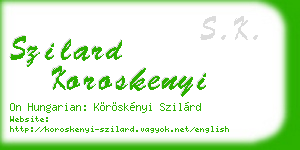 szilard koroskenyi business card