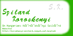 szilard koroskenyi business card